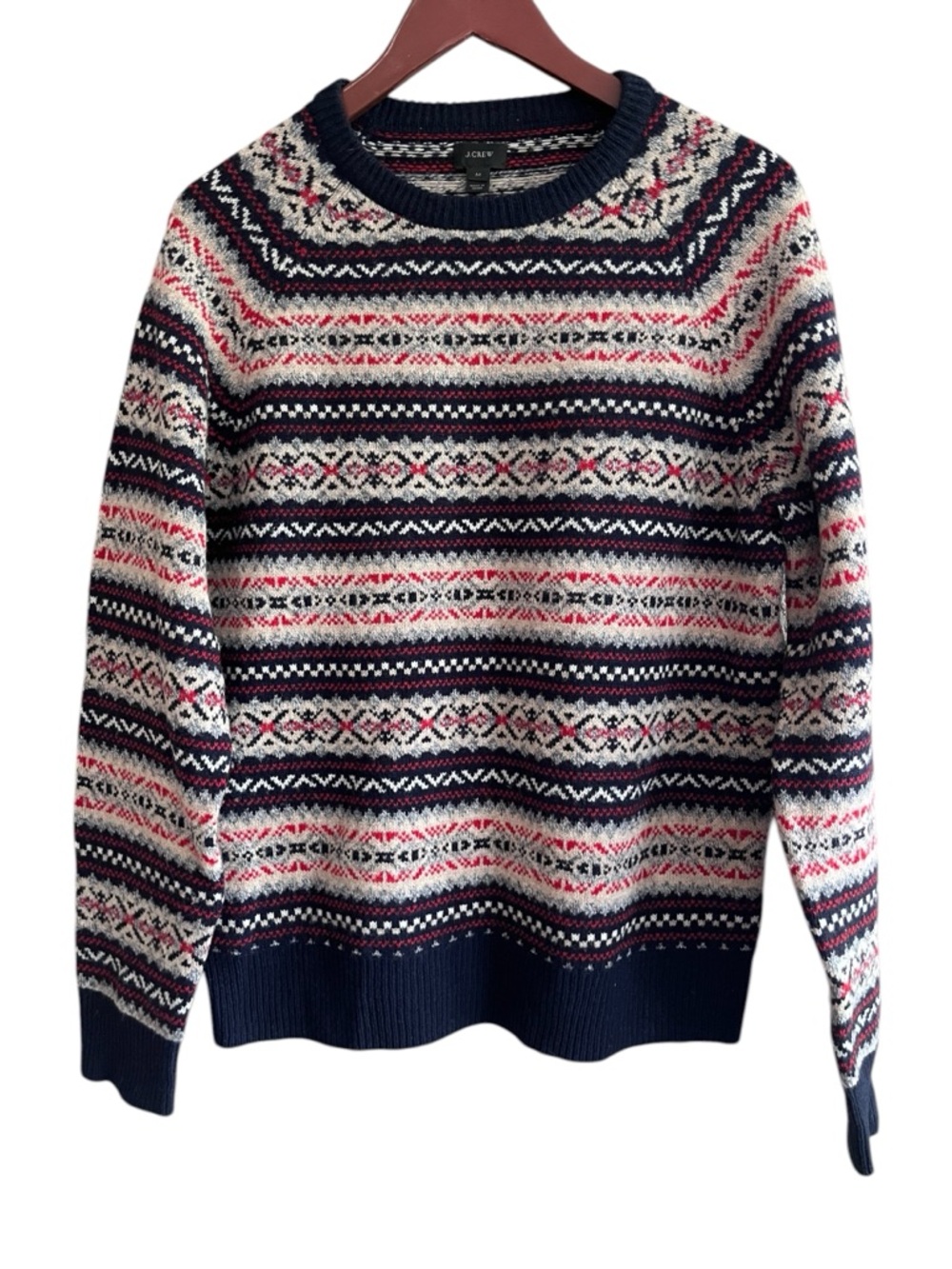 J.Crew 100% Lambswool Fair Isle Nordic Crewneck Sweater - Medium